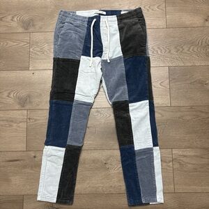 PACSUN Men’s Corduroy Patchwork Pants with Elastic Waistband